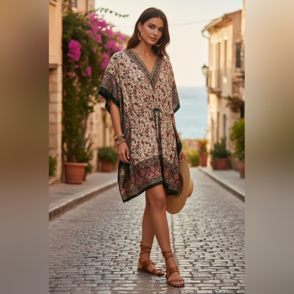 Paisley Print Kaftan Top - Picture 1 of 6